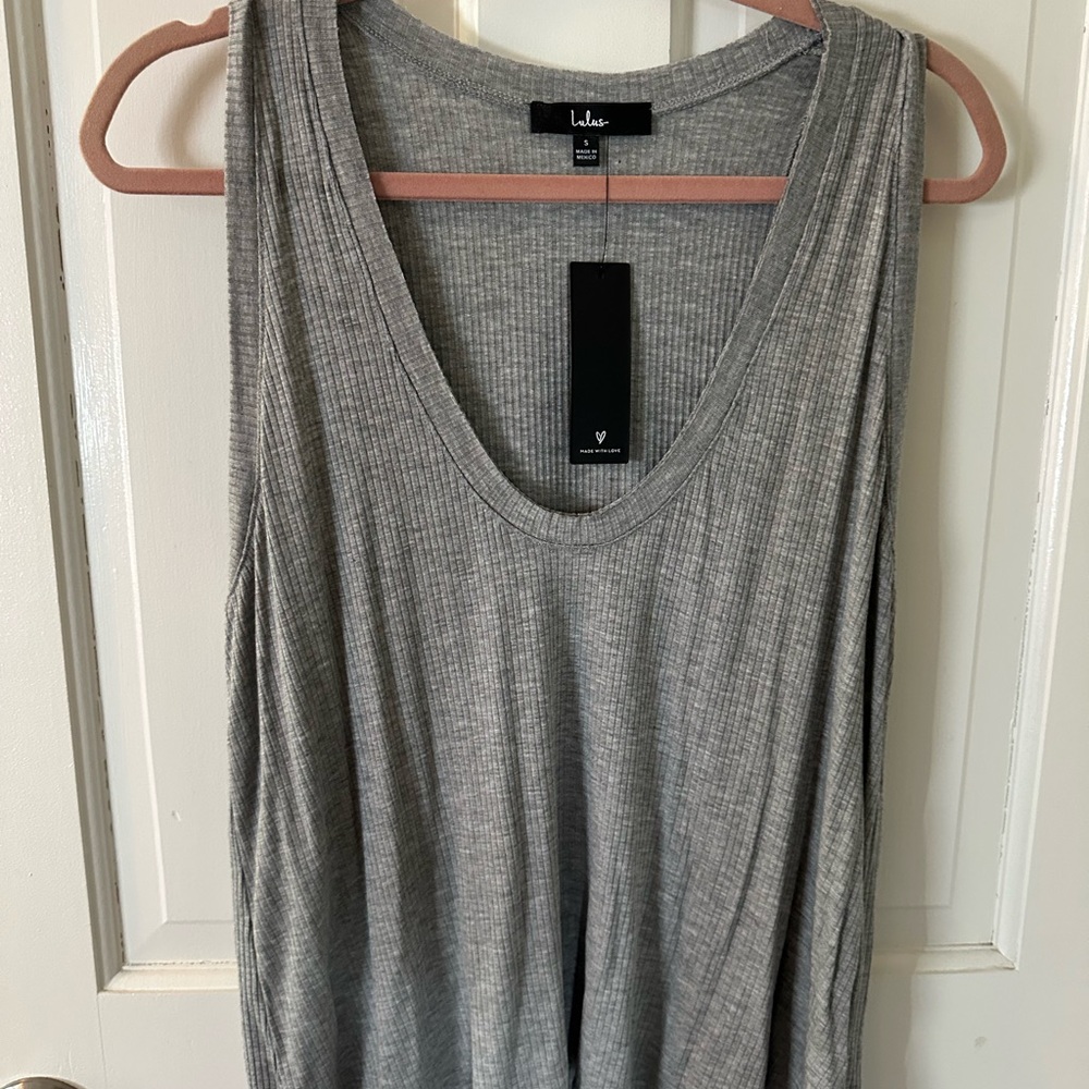 Lulu's Heather Gray Ribbed Tank Top